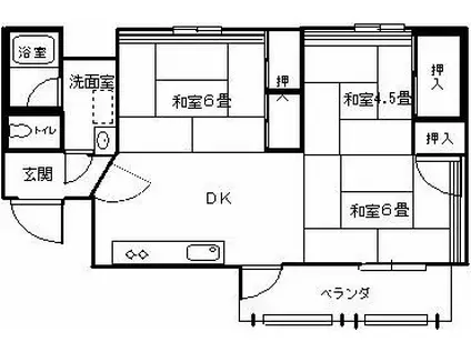 信和大町マンション(3DK/4階)の間取り写真