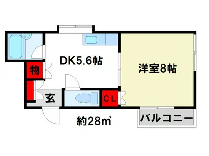 エクセレント筑紫(1DK/2階)の間取り写真
