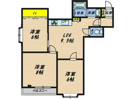 クイーンライフIMAZU(3LDK/4階)の間取り写真