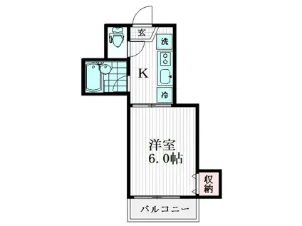 東急東横線 自由が丘駅(東京) 徒歩6分 2階建 築29年(1K/2階)の間取り写真
