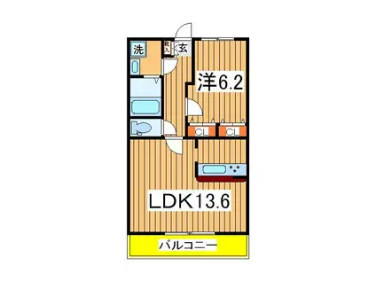 グリシーナおおたかⅡ(1LDK/4階)の間取り写真