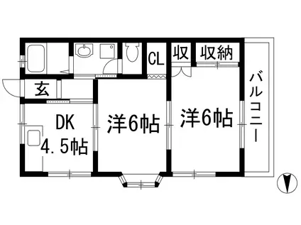 明和コーポ(2DK/2階)の間取り写真