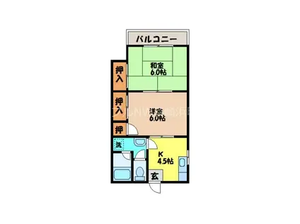 原田アパート A棟(2K/2階)の間取り写真