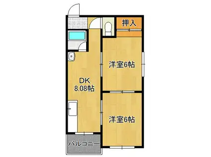 にしきマンション(2DK/1階)の間取り写真