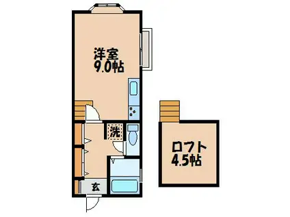 ゆたりハイツ(ワンルーム/2階)の間取り写真