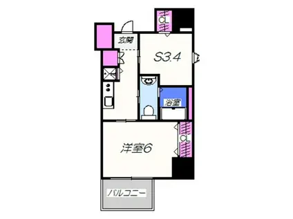 ディアコート宿屋町(2K/6階)の間取り写真