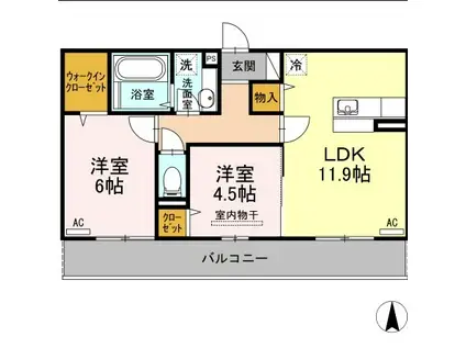 エスポワール・タカムラIII(2LDK/2階)の間取り写真