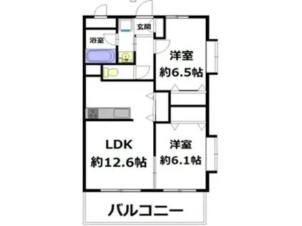 グリーンアベニュー中瀬(2LDK/3階)の間取り写真