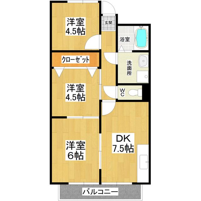 サンフル真鍋(3DK/2階)の間取り写真