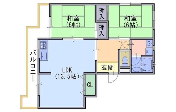 パークテラス明和台(2LDK/2階)の間取り写真