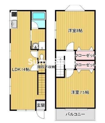 一静館 北(2LDK/1階)の間取り写真