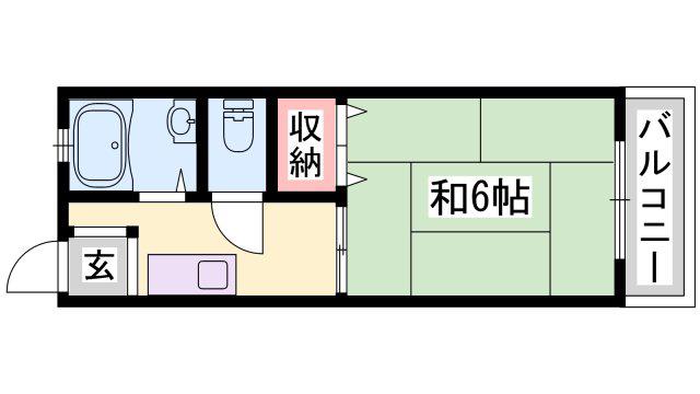 サンシティ上大野(1K/2階)の間取り写真