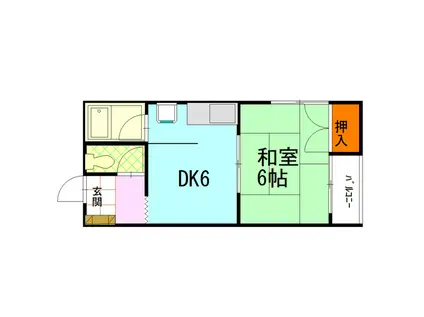 チェリーハイツ(1DK/3階)の間取り写真