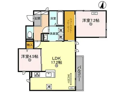 D-ROOM和歌山黒田II(2LDK/2階)の間取り写真