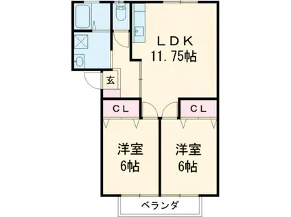 ラ・メゾン黒髪IV(2LDK/1階)の間取り写真