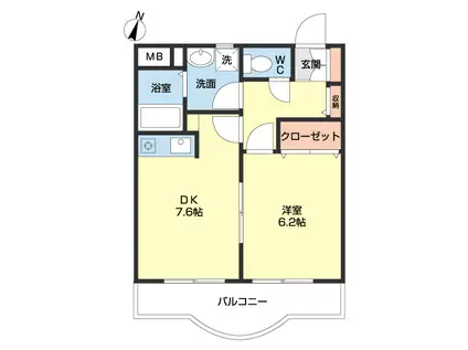 メゾン紀三井寺II(1DK/1階)の間取り写真