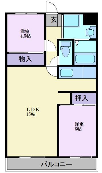 プランドール(2LDK/4階)の間取り写真