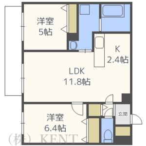 PRESIDENCE西町(2LDK/3階)の間取り写真