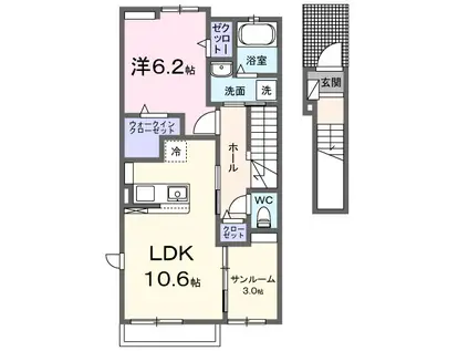 サザンウィンド26 II(1LDK/2階)の間取り写真