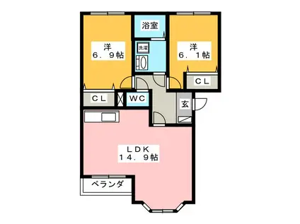 マリアージュII(2LDK/2階)の間取り写真