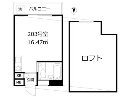 フォルティーノSS(ワンルーム/2階)の間取り写真