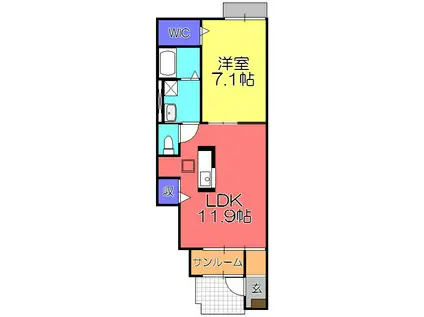 近江鉄道本線 八日市駅 徒歩25分 2階建 築10年(1LDK/1階)の間取り写真