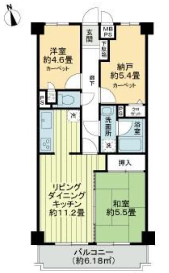 ライオンズマンション高崎(2SLDK/5階)の間取り写真