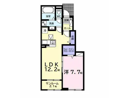 ベルメランジェA(1LDK/1階)の間取り写真