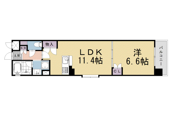 ベラジオ四条烏丸III(1LDK/10階)の間取り写真
