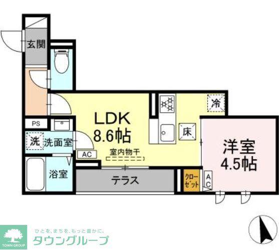 セレスティア八広(1LDK/1階)の間取り写真