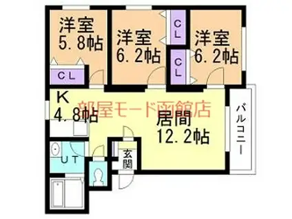 グランメール本通II(3LDK/2階)の間取り写真