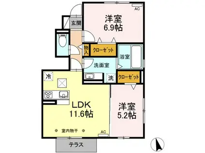 WIN SX(2LDK/1階)の間取り写真