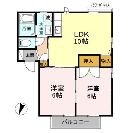 スリーパブリックA(2LDK/2階)の間取り写真