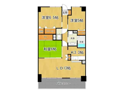 足立マンション2番館(3LDK/7階)の間取り写真