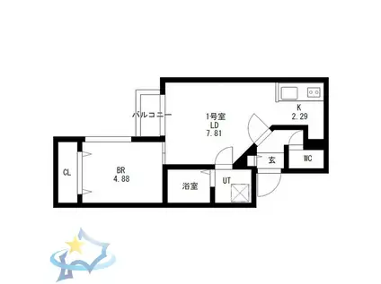 ディスティーノレジデンシア715(1LDK/3階)の間取り写真