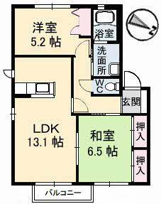 ジュネスタウン(2LDK/1階)の間取り写真