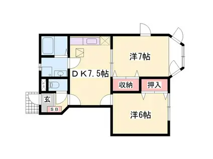 グリーンパレスII(2DK/1階)の間取り写真