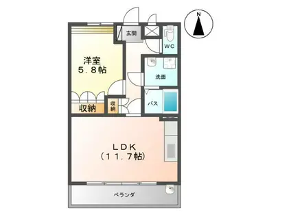 クローバーハウスB(1LDK/1階)の間取り写真
