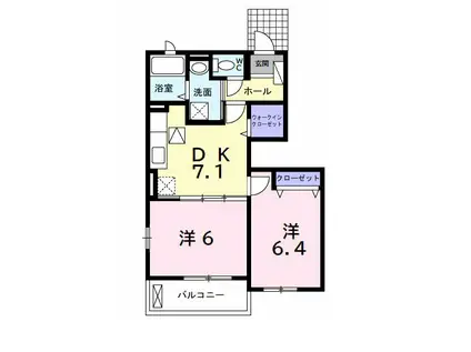 サンフェアリー(2DK/1階)の間取り写真