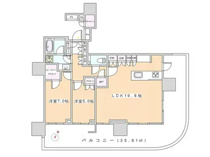 晴海フラッグ サンヴィレッジ T棟(2LDK/29階)の間取り写真
