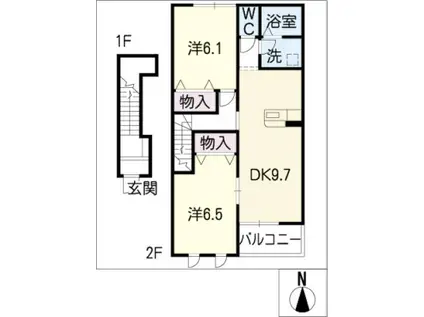 パークヒルズMKS(2DK/2階)の間取り写真