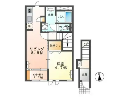 AMBITION I(1LDK/2階)の間取り写真