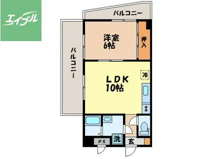 三愛ビル9(1LDK/10階)の間取り写真