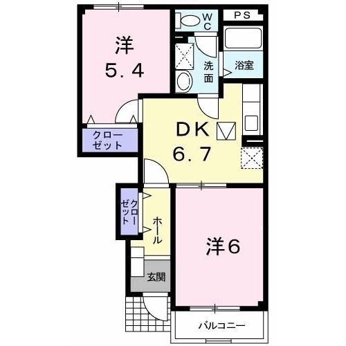 テッラ・プロメッサ(2DK/1階)の間取り写真
