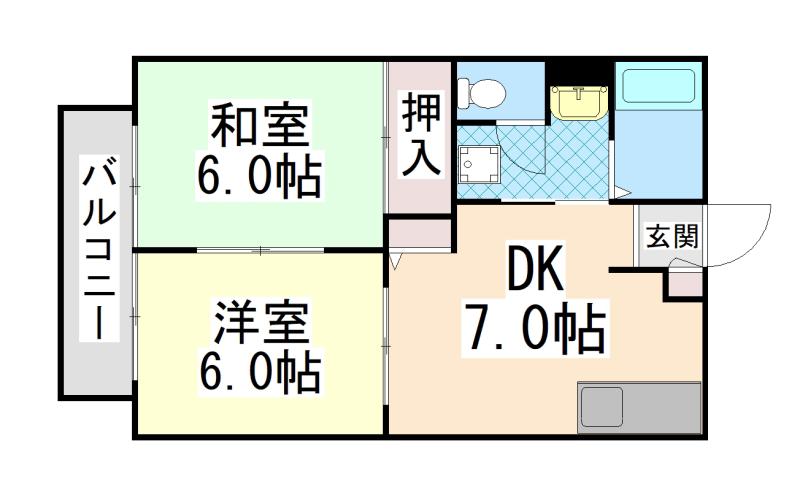 MKハイツ(2DK/2階)の間取り写真