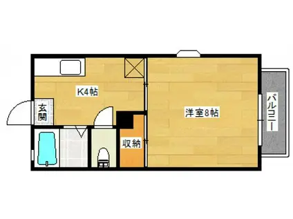 クレアトール高屋C棟(1K/1階)の間取り写真