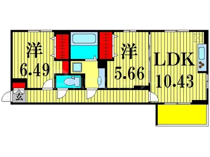 レジデンス新宿(2LDK/1階)の間取り写真