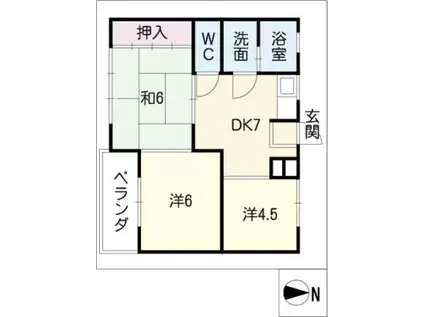 ロイヤル渡辺(3DK/1階)の間取り写真