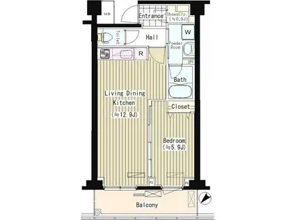 プライムアーバン東中野コート(1LDK/1階)の間取り写真