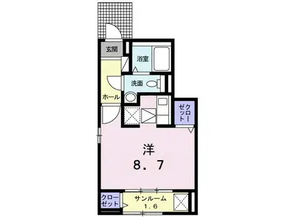 タートル・マウンテンII(ワンルーム/1階)の間取り写真